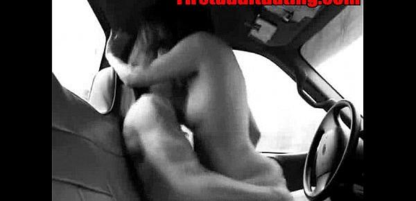  Cute horny young hookup amateur teen fucked in car